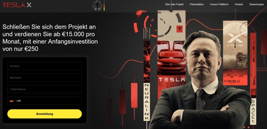 Tesla X Trading Platform Website